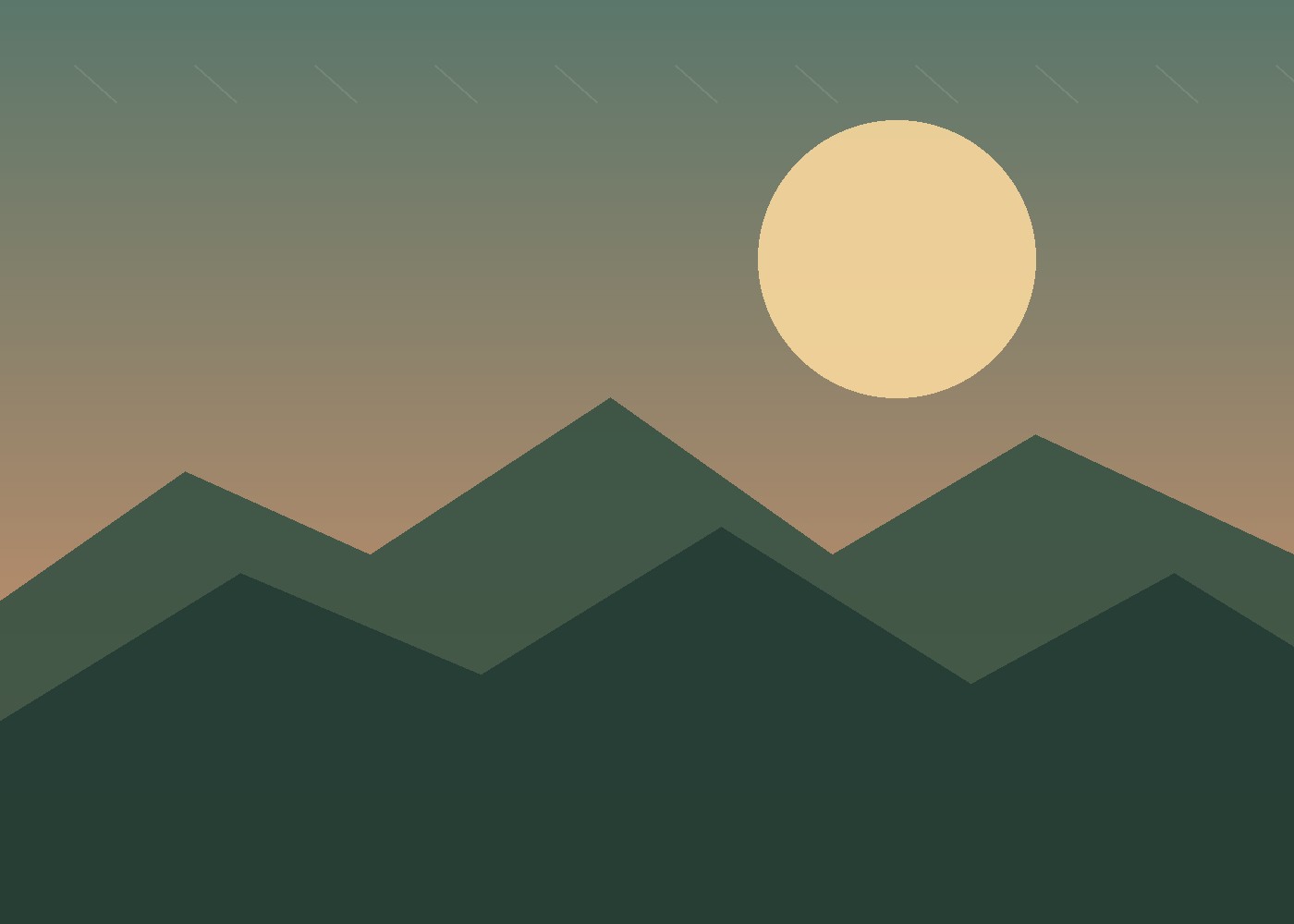 Warm, abstract illustration of a sun rising over a landscape